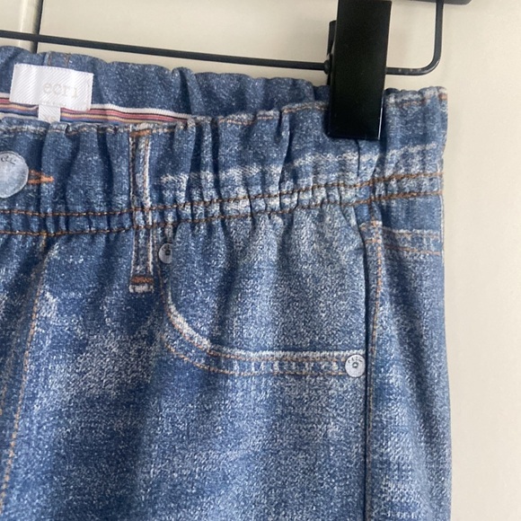 Ecru Denim-Print Wide-Leg Sweatpants - Picture 4 of 13